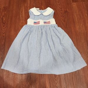 Beth Terell Johnston Seersucker Smocked Flag USA Dress Southern Classic Dress